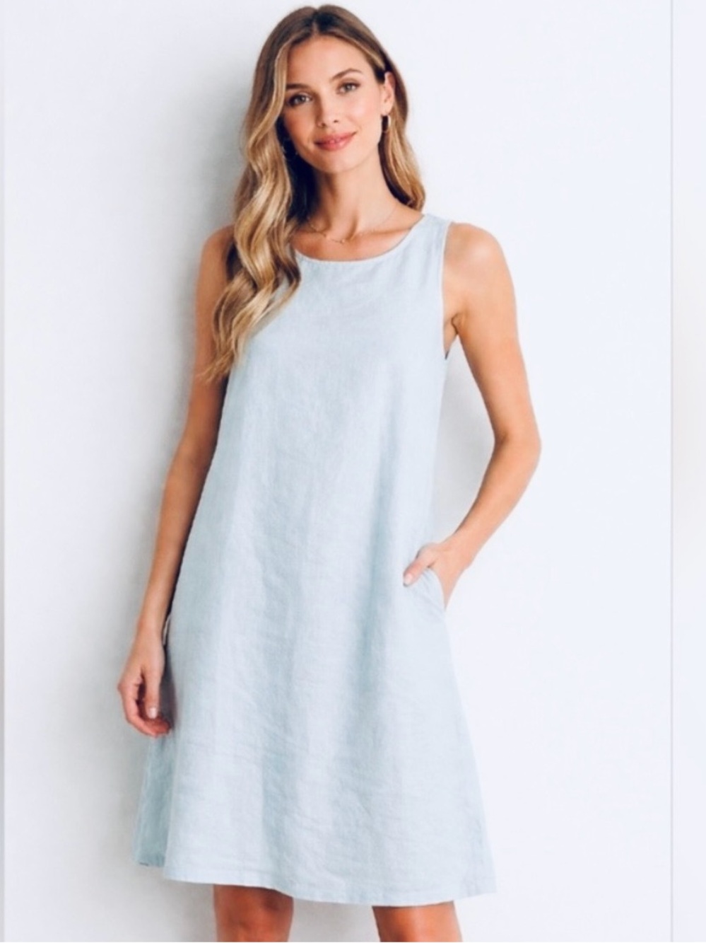 Sigrid Olsen linen swing  dress w pockets ,XL
